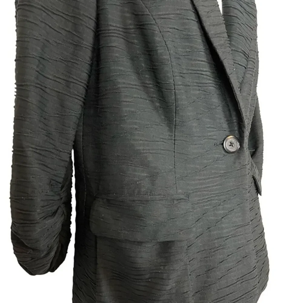 Chicos Black Stretch Knit Lined Suit Jacket Career Office 3/4 Sleeve Blazer 0 S